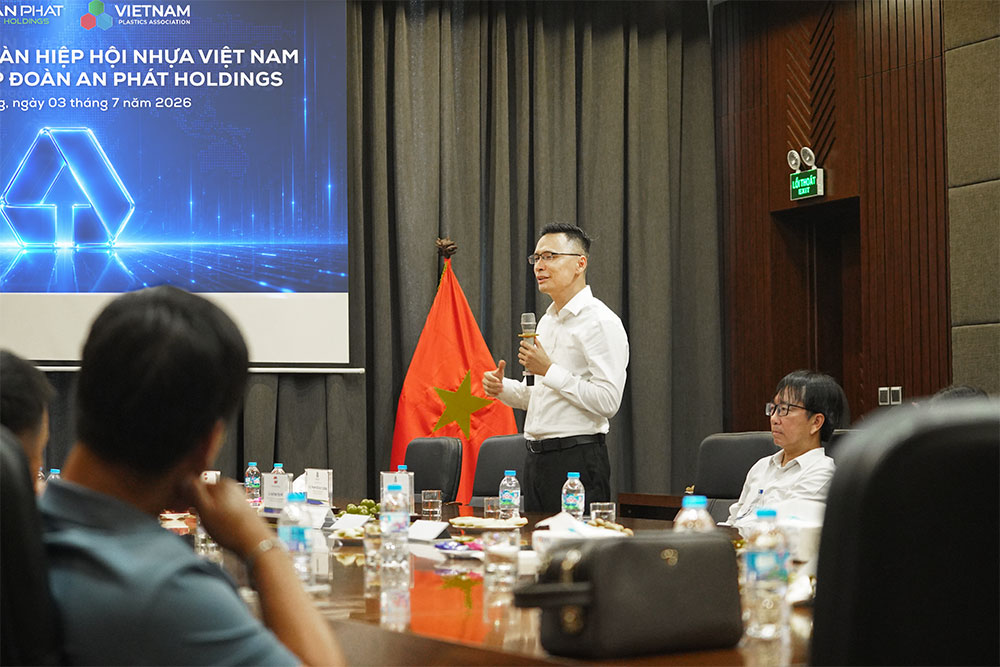 Ông Phạm Đỗ Huy Cường - Thành viên HĐQT, Tổng Giám đốc Tập đoàn An Phát Holdings chia sẻ tại sự kiện.